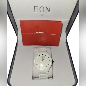 EON 1962  Blue Sapphire Japanese Movement White Ceramic Watch
